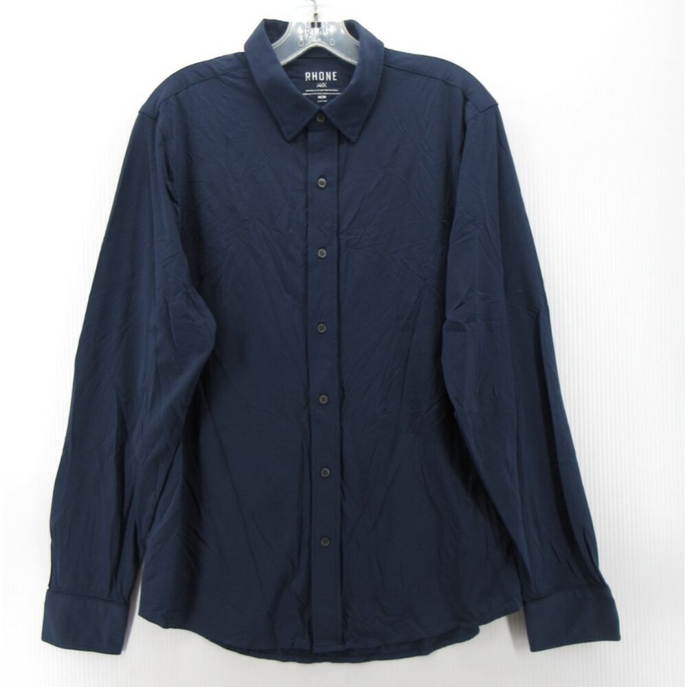 Rhone Shirt Medium Navy Performance Button Down S… - image 1